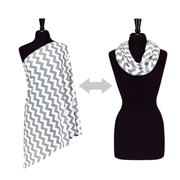 Itzy Ritzy Nursing Breastfeeding Cover and Infinity Scarf Grey Chevron Print OS - Picture 1 of 6